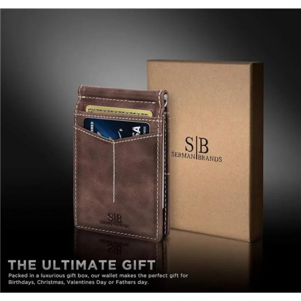 RFID Blocking Wallet Slim Bifold -Genuine Leather Minimalist Front Pocket Wallet